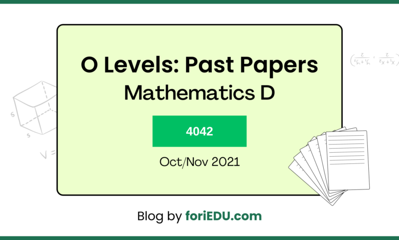Mathematics D (4024) Past Papers - Oct/Nov 2021